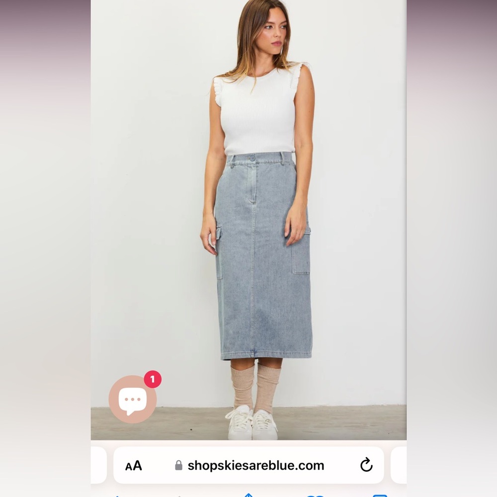 Denim cargo skirt